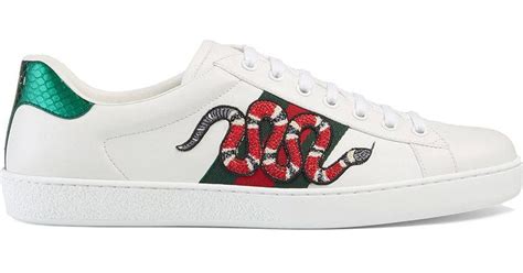 gucci sneakers serpente|Gucci embroidered sneakers.